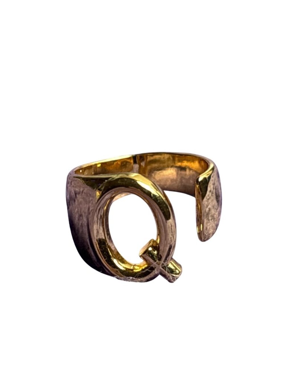 Anthropologie Goldtone Bubble Letter Initial Q Ring Size 7